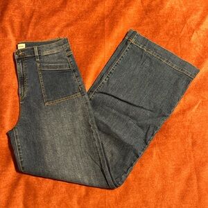 High Rise Flare Denim Blue Jeans by Sneak Peak